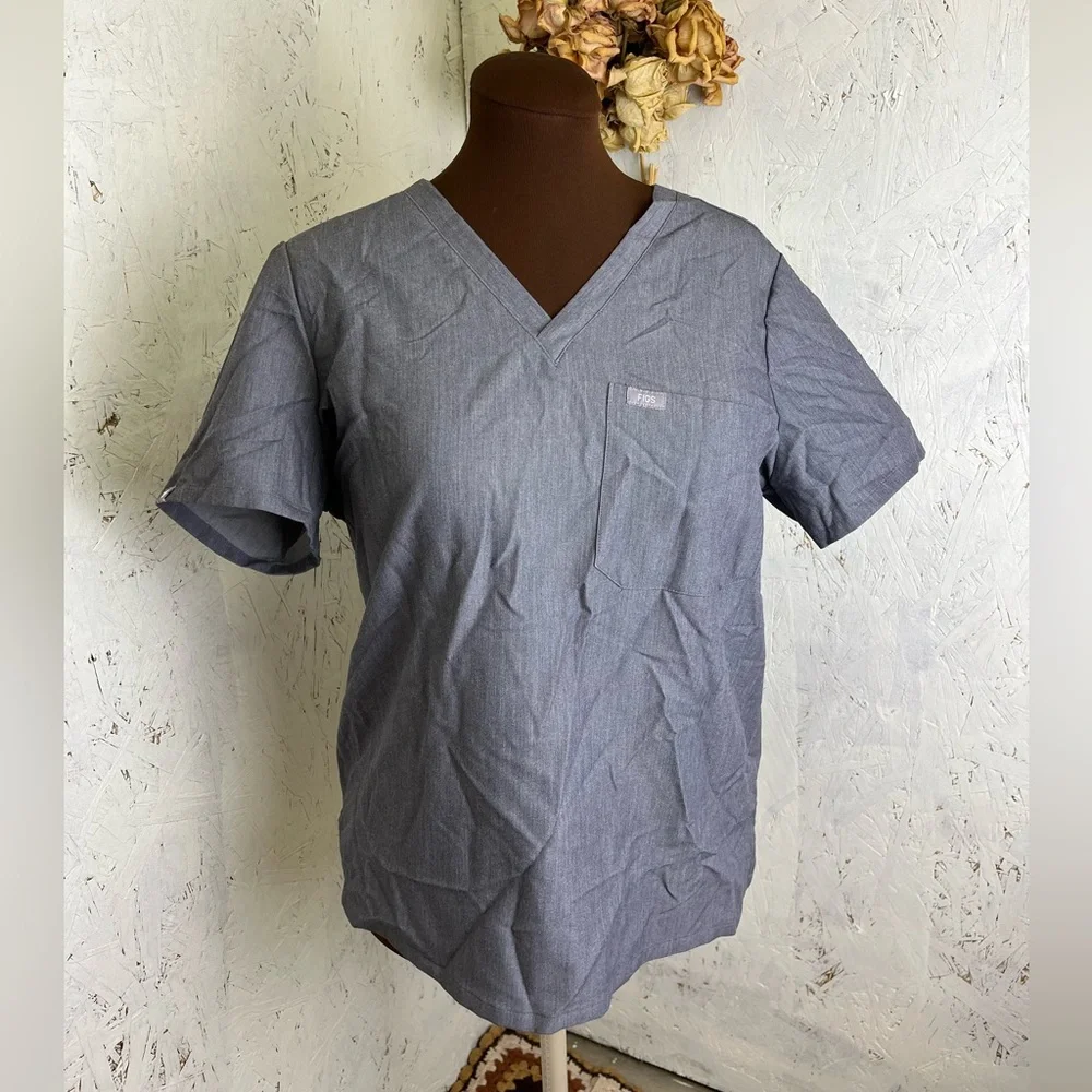 FIGS Catarina V Neck Grey Scrub Top Size Large - Picture 2 of 7